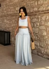 Kadın Omuz Fiyonklu Poplin İkili Takım