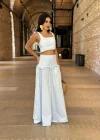 Kadın Omuz Fiyonklu Poplin İkili Takım
