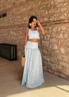 Kadın Omuz Fiyonklu Poplin İkili Takım