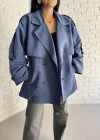 Kadın Oversize Kuşaklı Astarlı Premium Trençkot