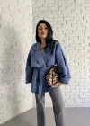 Kadın Oversize Kuşaklı Astarlı Premium Trençkot