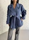 Kadın Oversize Kuşaklı Astarlı Premium Trençkot