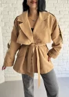 Kadın Oversize Kuşaklı Astarlı Premium Trençkot
