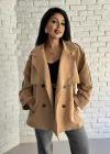 Kadın Oversize Kuşaklı Astarlı Premium Trençkot
