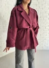 Kadın Oversize Kuşaklı Astarlı Premium Trençkot