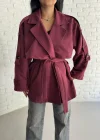 Kadın Oversize Kuşaklı Astarlı Premium Trençkot