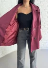Kadın Oversize Kuşaklı Astarlı Premium Trençkot