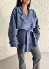 Kadın Oversize Kuşaklı Astarlı Premium Trençkot