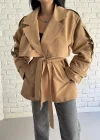Kadın Oversize Kuşaklı Astarlı Premium Trençkot
