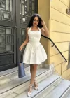 Kadın Poplin Kumaş Boyundan Bağlamalı Mini Elbise