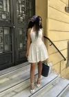 Kadın Poplin Kumaş Boyundan Bağlamalı Mini Elbise