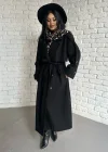 Kadın Premium Uzun Kuşaklı Astarlı Kaban
