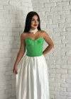 Kadın Saten Arkadan Bağcıklı Korse Büstiyer