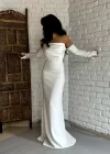 Kadın Saten Kol Aksesuarlı Straplez ALYA Abiye