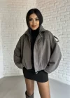 KADIN SÜET FERMUARLI BOMBER CEKET