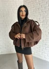 KADIN SÜET FERMUARLI BOMBER CEKET