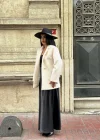 Kadın Tay Tüylü Astarlı Kemerli Blazer Ceket