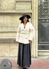 Kadın Tay Tüylü Astarlı Kemerli Blazer Ceket