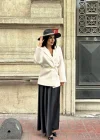 Kadın Tay Tüylü Astarlı Kemerli Blazer Ceket
