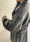 Kadın Uzun Oversize Kalıp Astarlı Deri Trençkot