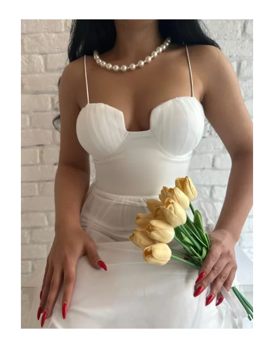 Kadın Tül Detaylı Maxi Boy Abiye Elbise