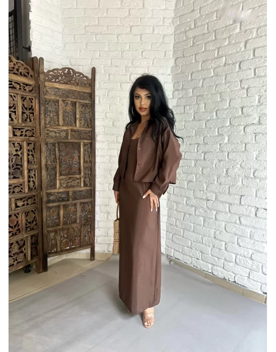 Kadın Askılı Elbise Ve Gömlek İkili Takım