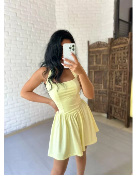 Kadın Boyundan Bağlamalı Mini Pileli Elbise