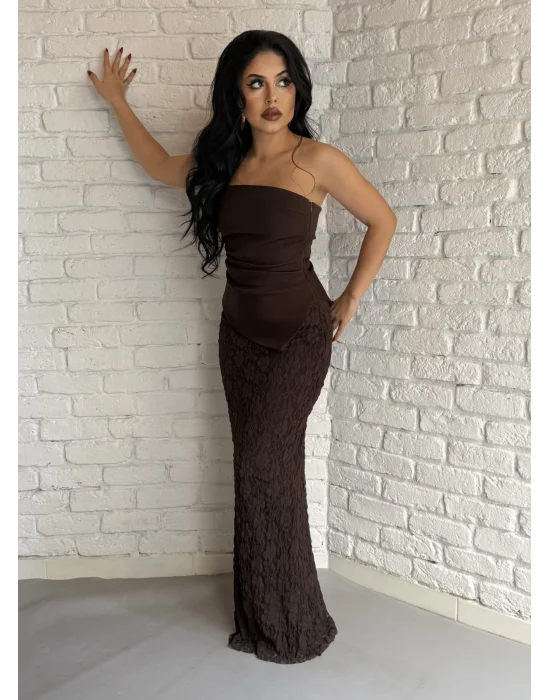 Kadın Büstiyerli Dantel Uzun Elbise