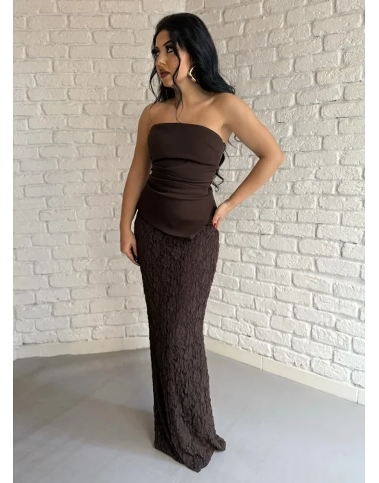 Kadın Büstiyerli Dantel Uzun Elbise