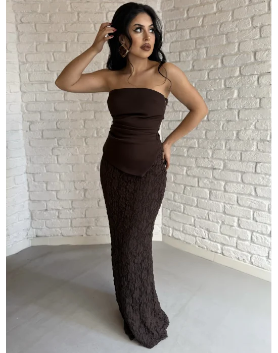 Kadın Büstiyerli Dantel Uzun Elbise