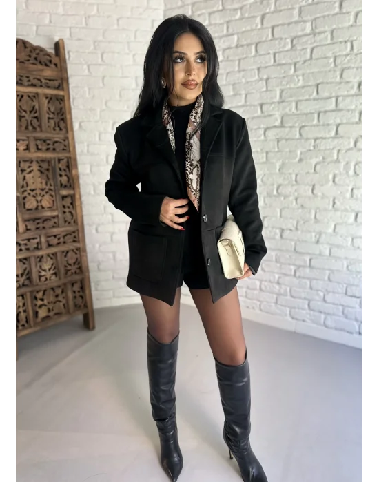 Kadın Cepli Astarlı Premium Süet Ceket