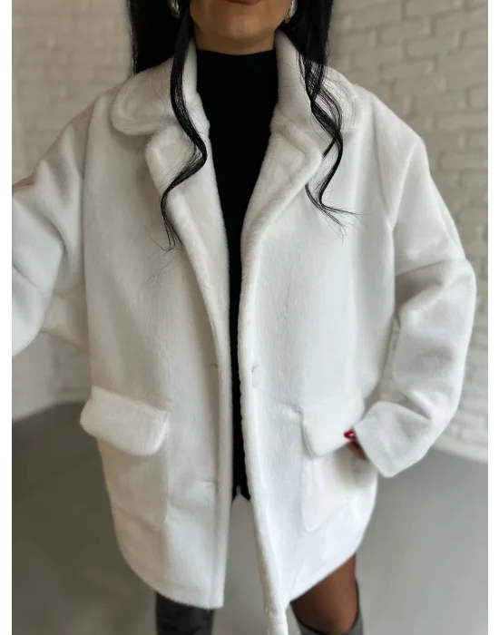 Kadın Çift Kapaklı Fox Kumaş Kürk Kaban