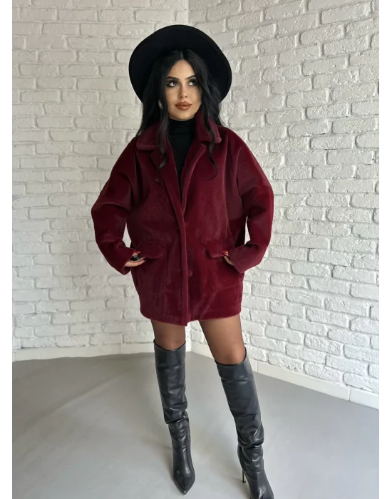 Kadın Çift Kapaklı Fox Kumaş Kürk Kaban