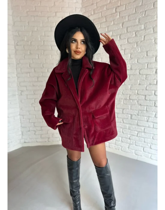 Kadın Çift Kapaklı Fox Kumaş Kürk Kaban