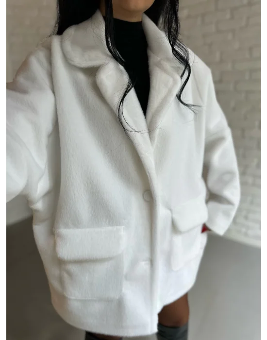 Kadın Çift Kapaklı Fox Kumaş Kürk Kaban