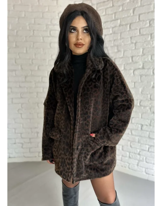Kadın Çift Kapaklı Fox Kumaş Kürk Kaban