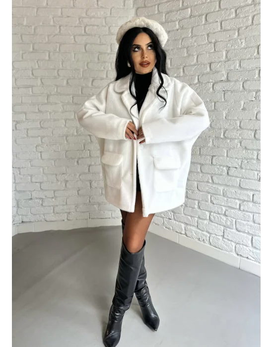 Kadın Çift Kapaklı Fox Kumaş Kürk Kaban