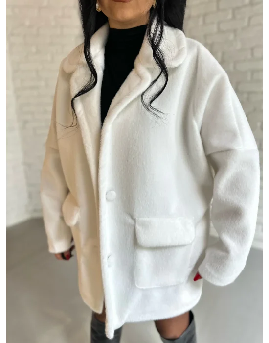 Kadın Çift Kapaklı Fox Kumaş Kürk Kaban