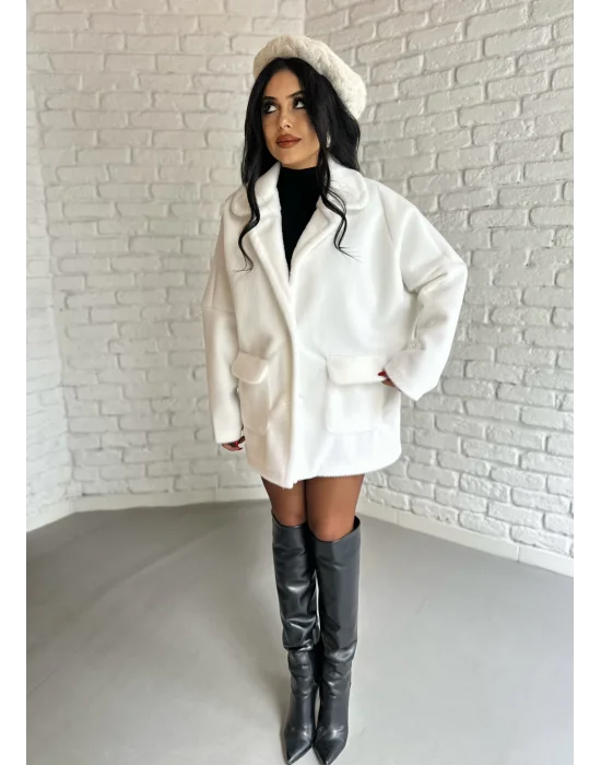 Kadın Çift Kapaklı Fox Kumaş Kürk Kaban