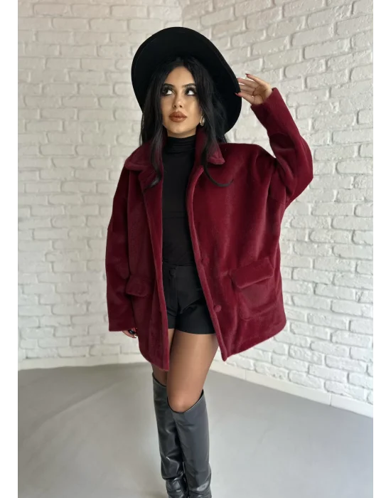 Kadın Çift Kapaklı Fox Kumaş Kürk Kaban