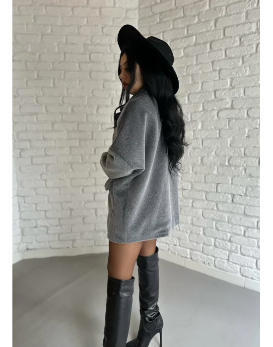 Kadın Çift Kapaklı Fox Kumaş Kürk Kaban