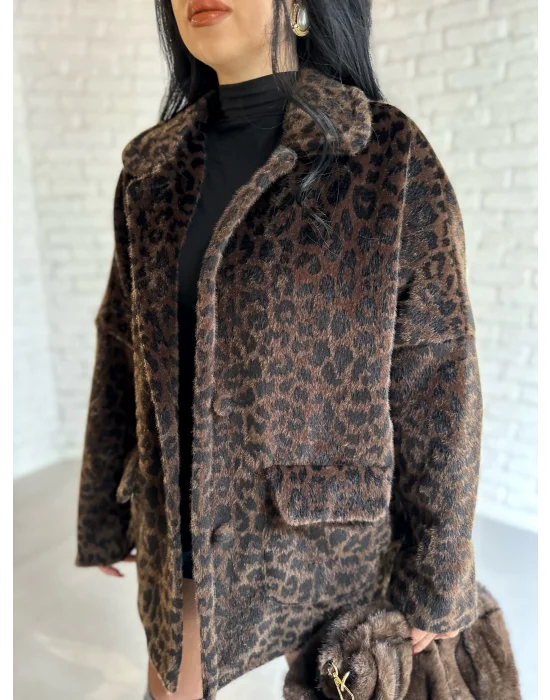 Kadın Çift Kapaklı Fox Kumaş Kürk Kaban