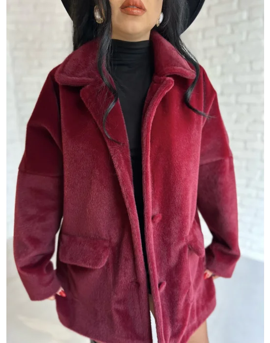 Kadın Çift Kapaklı Fox Kumaş Kürk Kaban