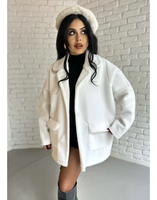 Kadın Çift Kapaklı Fox Kumaş Kürk Kaban