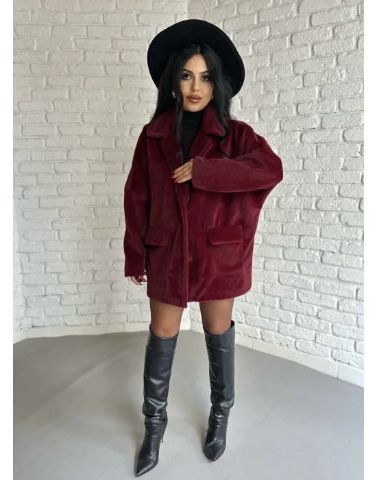 Kadın Çift Kapaklı Fox Kumaş Kürk Kaban