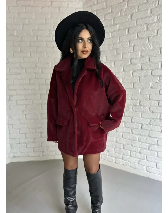 Kadın Çift Kapaklı Fox Kumaş Kürk Kaban