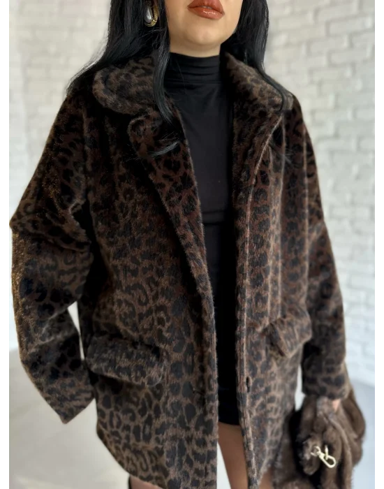 Kadın Çift Kapaklı Fox Kumaş Kürk Kaban