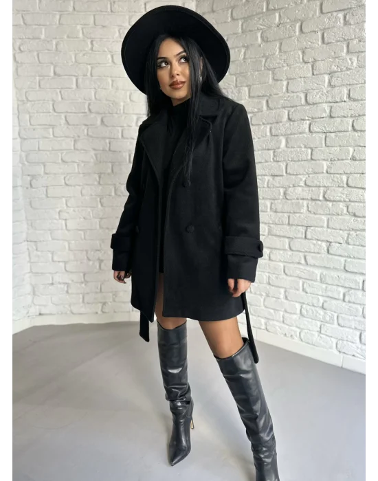 Kadın Kaşmir Dokulu Astarlı Kaşe Kaban