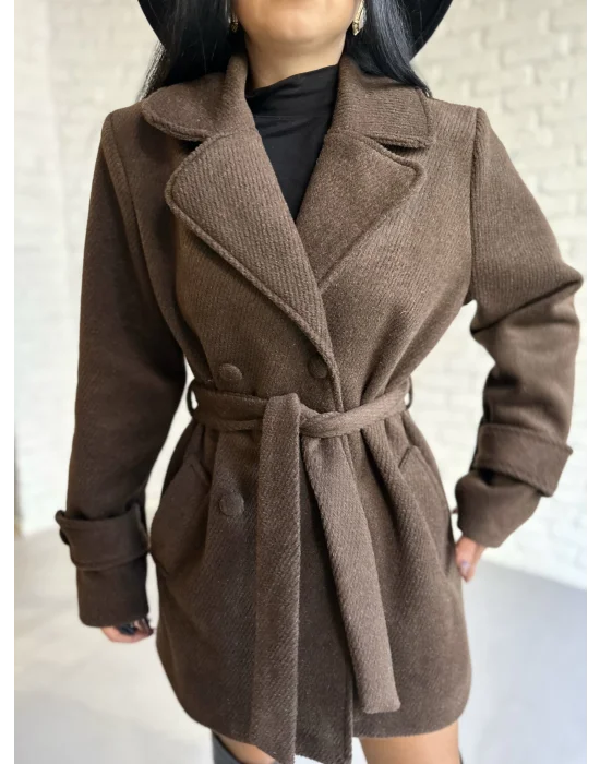 Kadın Kaşmir Dokulu Astarlı Kaşe Kaban