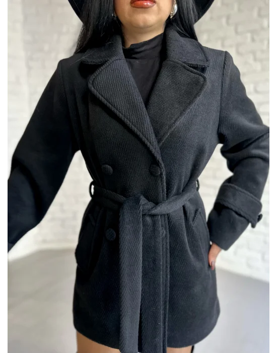 Kadın Kaşmir Dokulu Astarlı Kaşe Kaban